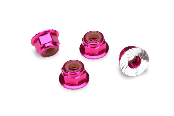 1747P TRAXXAS NUTS ALUMINIUM FLANGED (4MM) PINK