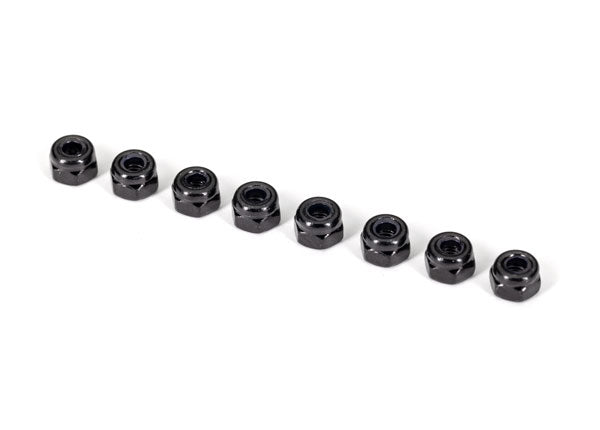 2745X TRAXXAS NUTS 3MM NYLON LOCKING BLACK (8)