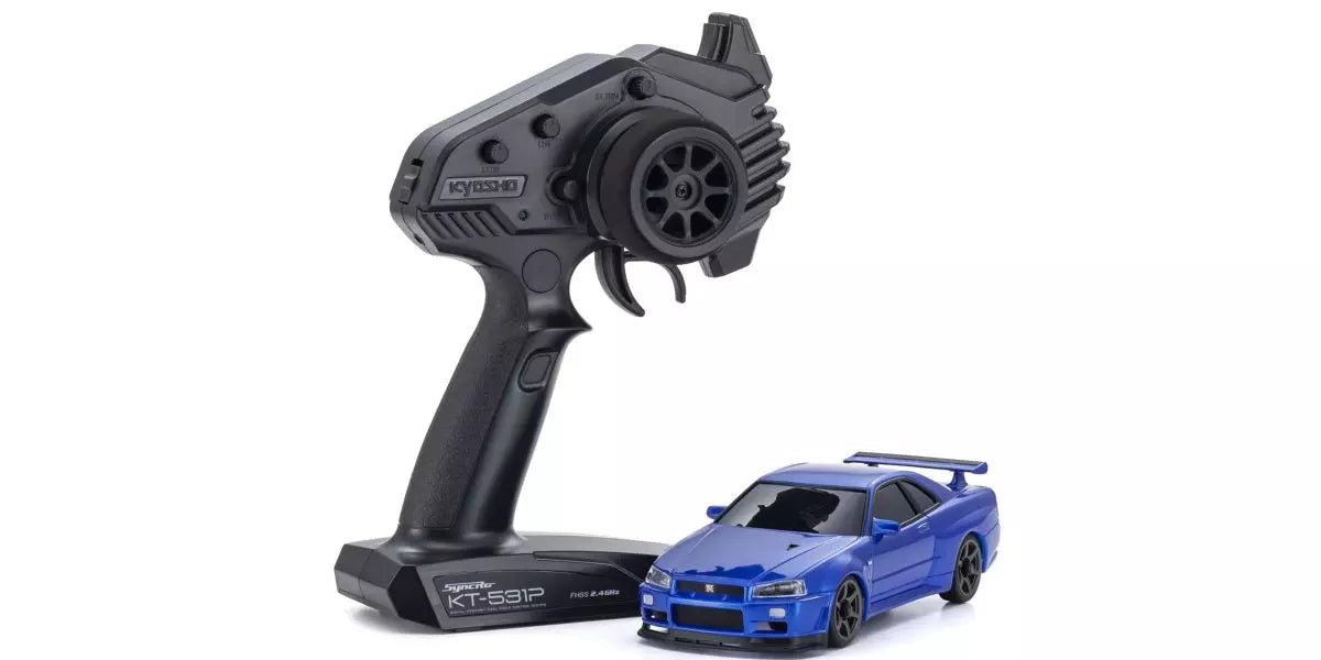 Kyosho Mini-Z Nissan Skyline GT-R (R34) V.Spec II Nur Metallic Blue AWD MA-020 Readyset KYO-32658MB