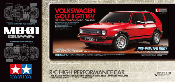 TAMIYA 1/10 R/C VW GOLF II GTI 16V - RED PAINTED BODY (MB-01) 47516