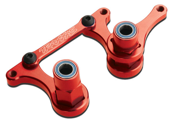 3743X TRAXXAS STEERING BELL CRANKS RED ALUM