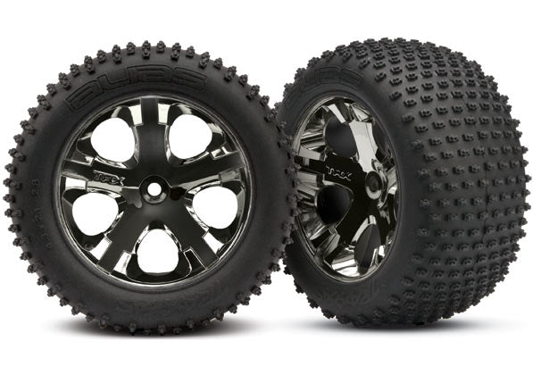 3770A TRAXXAS TYRES & WHEELS RUSTLER REAR