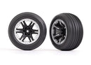 TRAXXAS TYRES & WHEELS (2.8)(RXT BLK & SATIN WHEELS RIBBED TIRES)