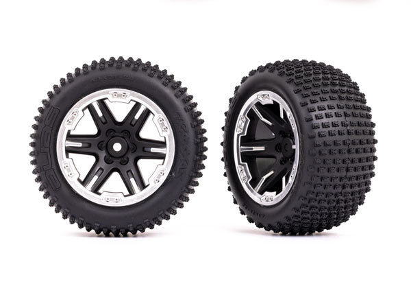TRAXXAS TIRES & WHEELS (2.8) (RXT BLK & SATIN WHEELS ALIAS TIRES)