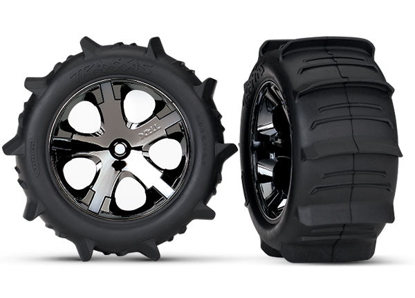 3776 TRAXXAS T&W ASSMB(2.8) (ALL-STAR BLK CHRM PADDLE TIRES) 2WD ELECTRIC REAR (2)