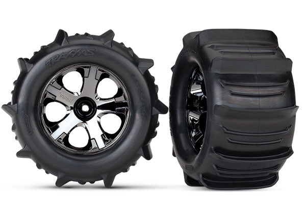 4175 TRAXXAS TIRES & WHEELS ASS. 2.8 ALL STAR BLK CHROME