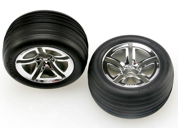 5574R TRAXXAS TYRES & WHEELS ASSEMBLED (FRONT GLUED)