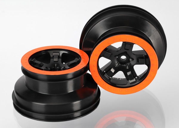 5868X TRAXXAS WHEELS SCT BLACK ORANGE BEADLOCK STYLE