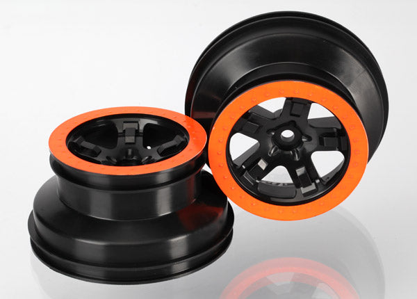 5870X TRAXXAS WHEELS SCT BLACK ORANGE BEADLOCK STYLE