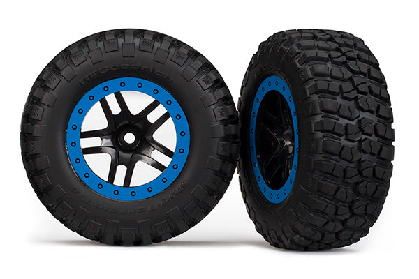 5883A TRAXXAS  TYRE & WHEEL GLUED (SCT SS BLK/BLUE 4WD)