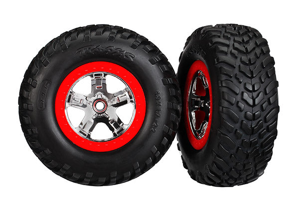 5888 TRAXXAS TIRES & WHEELS ASS. SCT CHROME RED BEADLOCK OFF-ROAD RACING TIRES