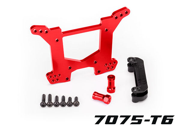 6738R TRAXXAS SHOCK TOWER REAR 7075-T6 ALUMRED-ANOD (1)/ BODY MOUNT BRACKET (1)