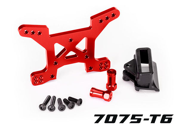 6739R TRAXXAS SHOCK TOWER FRONT 7075-T6 ALUM RED-ANOD (1)/ BODY MOUNT BRACKET (1)