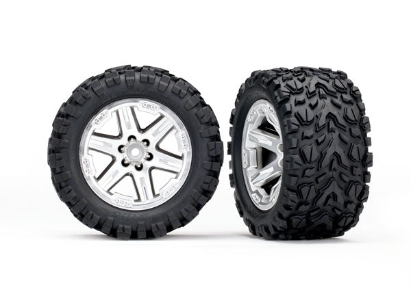 6773R TRAXXAS TIRES & WHEELS ASS GLUED (2.8) RXT SATIN CHROME WHEELS TALON EXTRM TIRES (2)