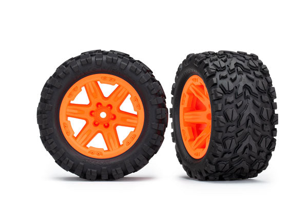 6774A TRAXXAS TIRES & WHEELS ASS GLUED (2.8) RXT ORANGE TALON EXTRM TIRES (2)