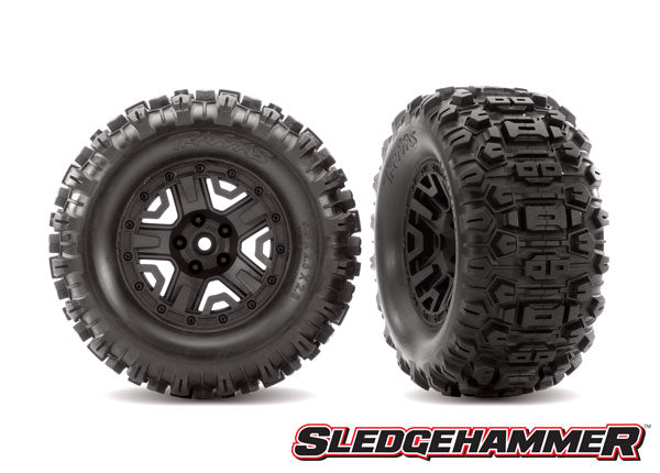 6792 TRAXXAS T&W ASSMB (BLACK 2.8 WHEELS SLEDGEHAMMER TIRES (2)