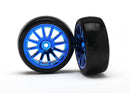 7573R TRAXXAS 12-SP BLUE WHEELS SLICK TIRES