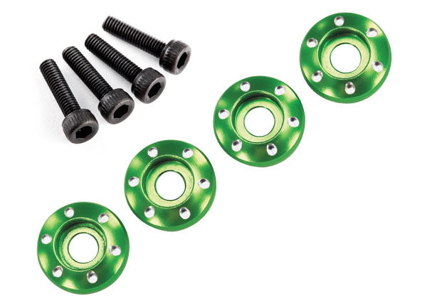 7668G TRAXXAS WHEEL NUT WASHER MACHINED ALUMIN GREEN / 3X12MM CS (4)