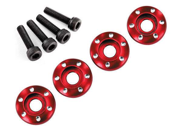 7668R TRAXXAS WHEEL NUT WASHER MACHINED ALUMIN RED / 3X12MM CS (4)