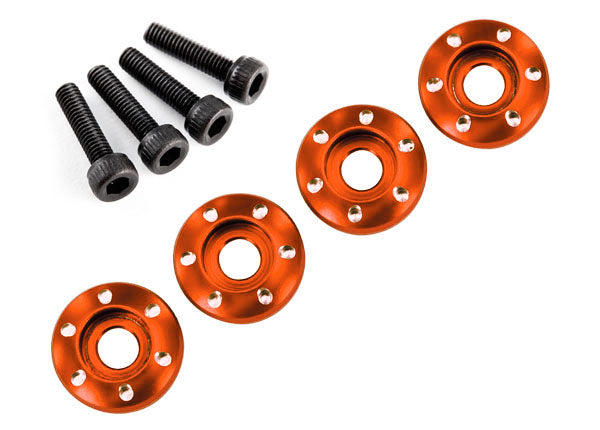 7668X TRAXXAS WHEEL NUT WASHER MACHINED ALUMIN ORANGE / 3X12MM CS (4)