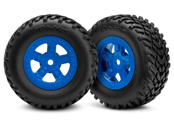 7674 TRAXXAS TIRES & WHEEL ASSEMBLED BLUE