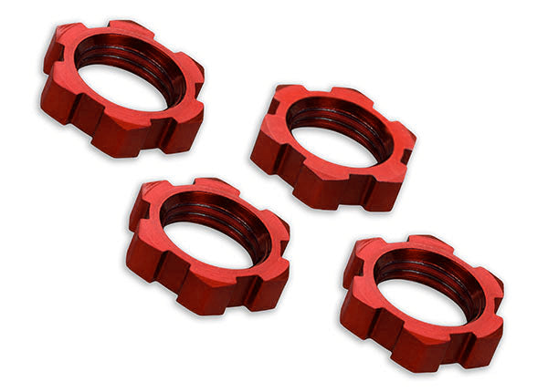 7758R TRAXXAS WHEEL NUTS SPLINED 17MM  RED-ANOD (4)