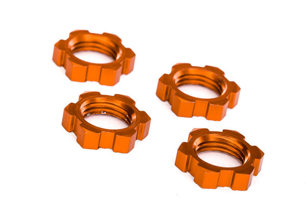 7758T TRAXXAS WHEEL NUTS SPLINED 17MM SERRATED (ORNG-ANOD) (4)