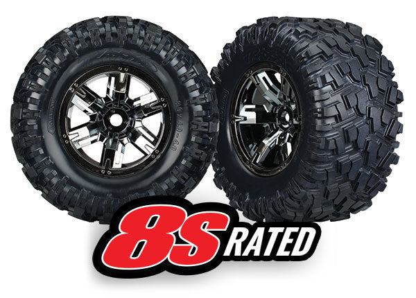 7772A TRAXXAS TIRES & WHEELS ASSEM GLUE BLK CHR