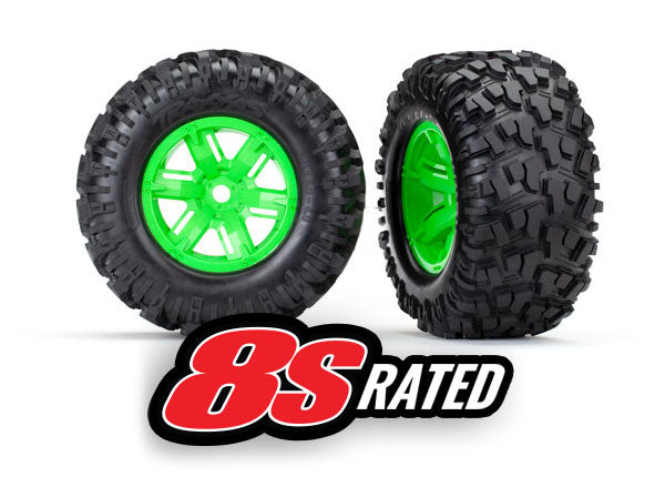 7772G TRAXXAS T&W ASSM X-MAXX GREEN WHEELS  L&R (2)