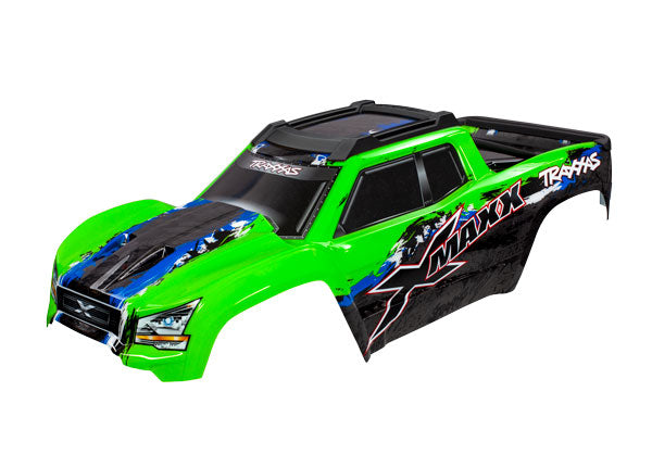 7811G TRAXXAS BODY X-MAXX GREEN PAINTED DECALS APPLIED ASSEMBLED