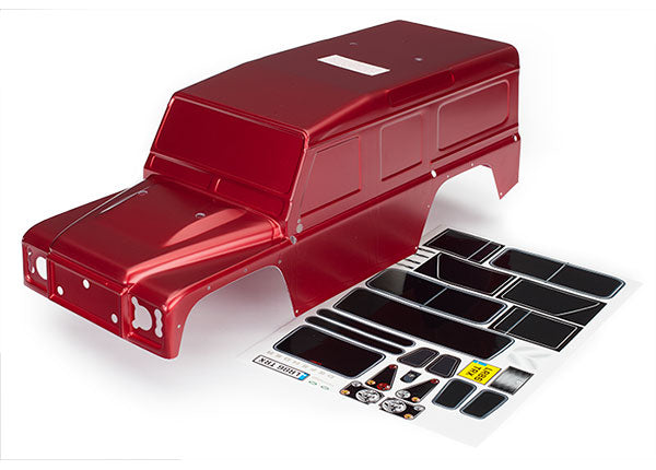 8011R TRAXXAS BODY LAND ROVER DEFENDER RED (PAINTED)/DECALS