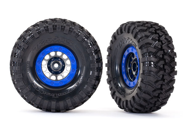 8182 TRAXXAS TIRES & WHEELS ASSMB (105 1.9 BLACK CHRM BLUE BEADLOCK CANYON TRAIL 4.6X1.9 TIRES) (1L 1