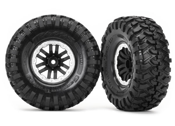 8272X TRAXXAS TIRES & WHEELS ASS GLUED TRX-4 SATIN WHEELS CANYON TRAIL 1.9 TIRES (2)