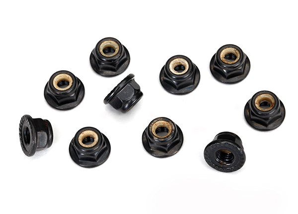 8347 TRAXXAS 4MM FLANGED NYLON LOCKING (BLACK) (10)