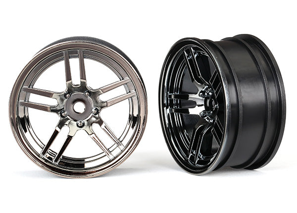 8371 TRAXXAS WHEELS 1.9 SPLIT-SPOKE BLK CHR (FRONT) (2)