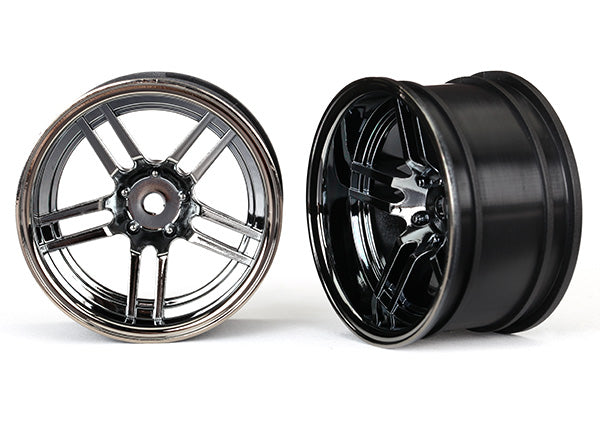 8372 TRAXXAS WHEELS 1.9 SPLIT-SPOKE BLK CHR (WIDE REAR) (2)