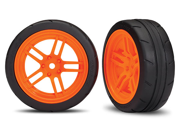 8373A TRAXXAS TIRES & WHEELS ASSEMBLED GLUED ORANGE