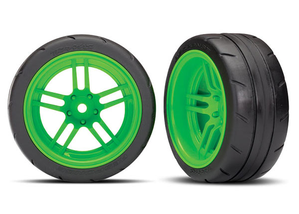 8374G TRAXXAS TIRES AND WHEELS ASSEMBLED GLUED GREEN