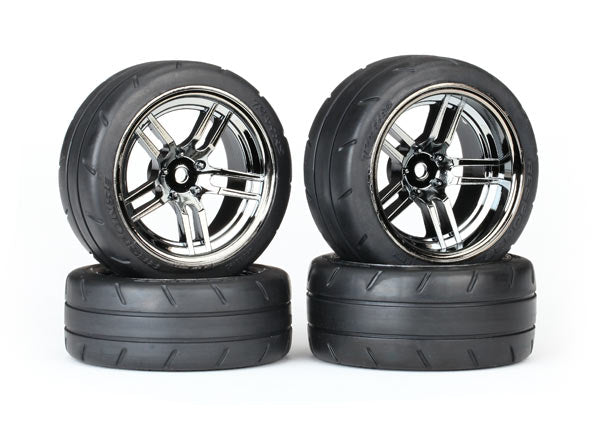 8375 TRAXXAS TIRES & WHEELS ASSEMBLED GLUED BLK CHR