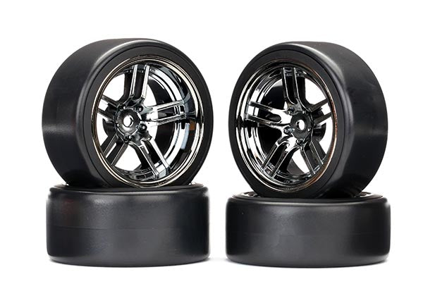 8378 TRAXXAS T&W SPLIT-SPOKE BLACK CHROME 1.9 DRIFT TIRES