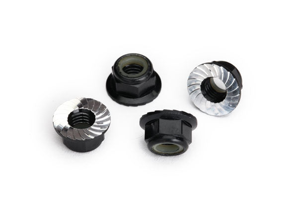 8447A TRAXXAS NUTS 5MM FLANGED NYLON LOCKING (ALUM BLACK-ANOD) (4)