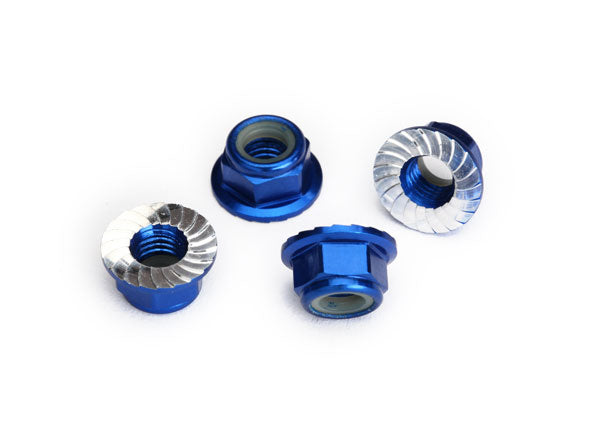 8447X TRAXXAS NUTS 5MM FLANGED NYLON LOCKING (ALUM BLUE-ANOD) (4)