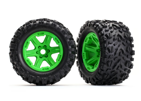 8672G TRAXXAS TIRES & WHLS ASSEMB GLUED (GREEN)