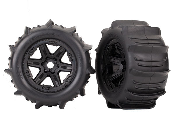 8674 TRAXXAS T&W ASSM BLACK 3.8 WHEELS (2)