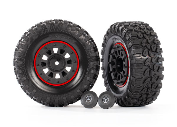 8874 TRAXXAS T&W ASS (2.2 BLK/ 2.2 TIRES)(2)/ CTR CAPS(2)/ BEADLOCK RINGS (2)