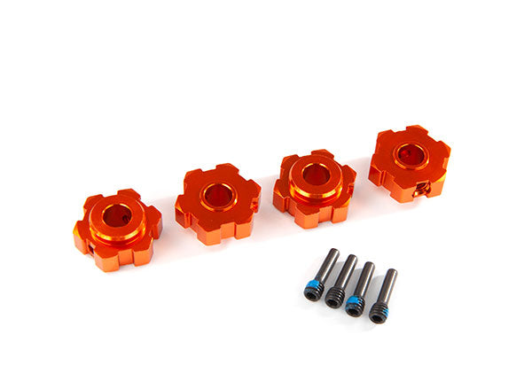 8956T TRAXXAS WHEEL HUBS HEX ALUM ORNG-ANOD(4) 4X13MM SCREW PINS (4)