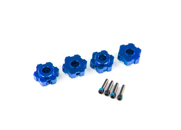 8956X TRAXXAS WHEEL HUBS HEX ALUM(BLUE-ANOD) (4)/ 4X13MM SCREW PINS (4)