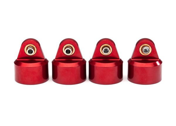 8964R TRAXXAS  SHOCK CAPS ALUM (RED-ANOD) GT-MAXX SHOCKS (4)