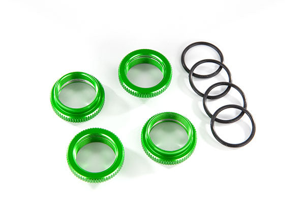 8968G TRAXXAS SPRING RETAINER (ADJUSTER) GREEN-ANOD ALUM GT-MAXX SHOCKS (4) (ASSEMBLED WITH O-RING)