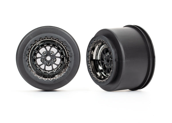 9473X TRAXXAS WHEELS WELD BLACK CHROME (REAR) (2)